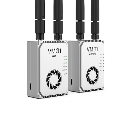 VM31 비디오&amp;데이터&amp;RC 링크는 두 개의 주파수를 선택적으로 가지고 있습니다.1.4GHz) 로 15km의 (공중에서 지상) 전송 범위를 갖는다.